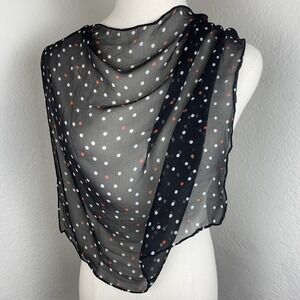 Chico's Black Red White Polka Dot Pattern 100% Silk Square Scarf 19"